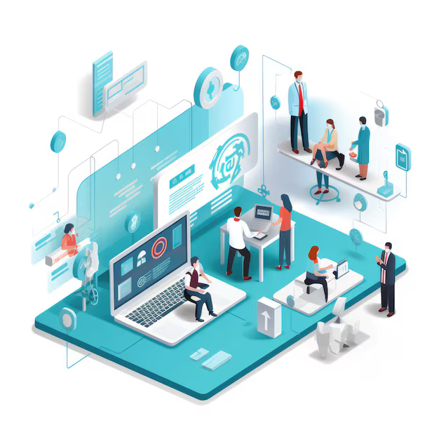 Flat Style 3d Vector Illustration Epic Software Solutions Healthcare White Background 962751 5014