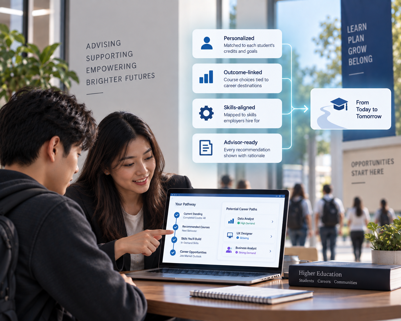 Career pathway guidance mapping courses to labor-market outcomes