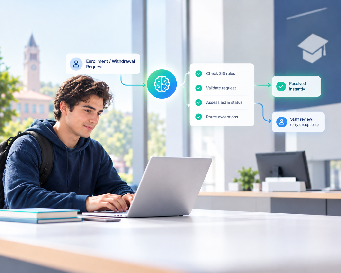 Automated course registration and withdrawal requests