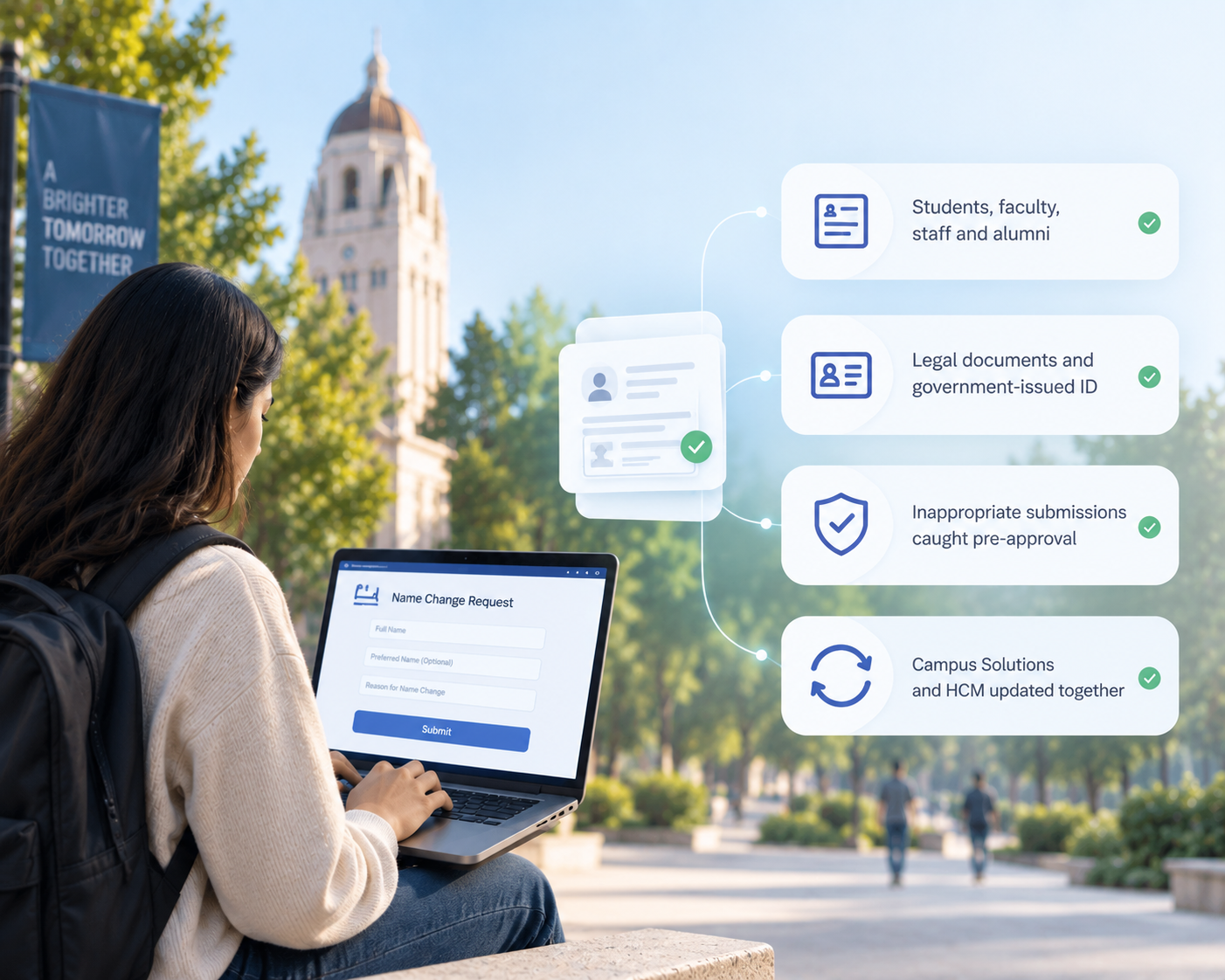 AI-powered student name change verification and record sync